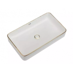 AER 605MM Counter Top Basin With Gold Rim
