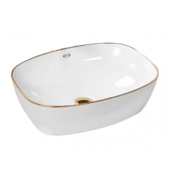 AER 500MM Counter Top Basin With Gold Rim