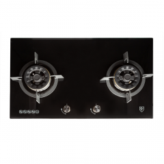 EF 78cm Black Tempered Glass Gas Hob In 2 Burners (Only LPG)