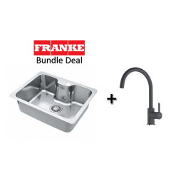 Franke Bell 545mm Undermount Stainless Steel Single Bowl Sink With Franke Lina Mixer Tap In Onyx Black