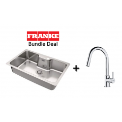 Franke Bell 745mm Undermount Stainless Steel Single Bowl Sink With Franke Lina Pull-Out Mixer Tap In Chrome