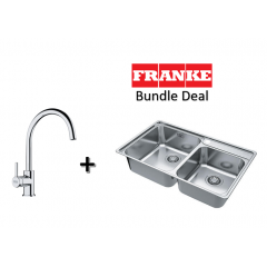 Franke Bell 790mm Drop In Stainless Steel Double Bowl Sink With Franke Lina Mixer Tap In Chrome