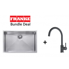 Franke Planar 650mm Undermount Stainless Steel Single Bowl Sink With Franke Lina Mixer Tap In Onyx Black