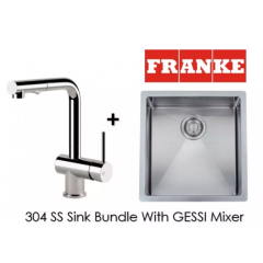 Franke 430MM SS304 Single Bowl Sink Bundle With Gessi Pull Out Mixer Tap