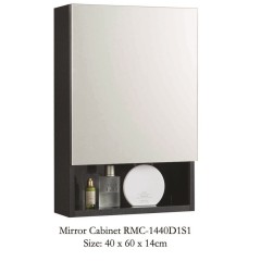 Rubine 1 Door 40cm Mirror Cabinet Pearl Black