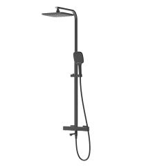 Rubine Rain Shower With Thermostatic System Set With Spout Matte Black